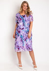 Allison Printed Silk Layered Midi Dress, Purple