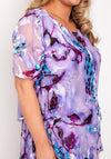 Allison Printed Silk Layered Midi Dress, Purple