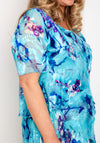 Allison Printed Silk Layered Midi Dress, Turquoise Purple
