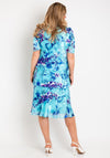 Allison Printed Silk Layered Midi Dress, Turquoise Purple