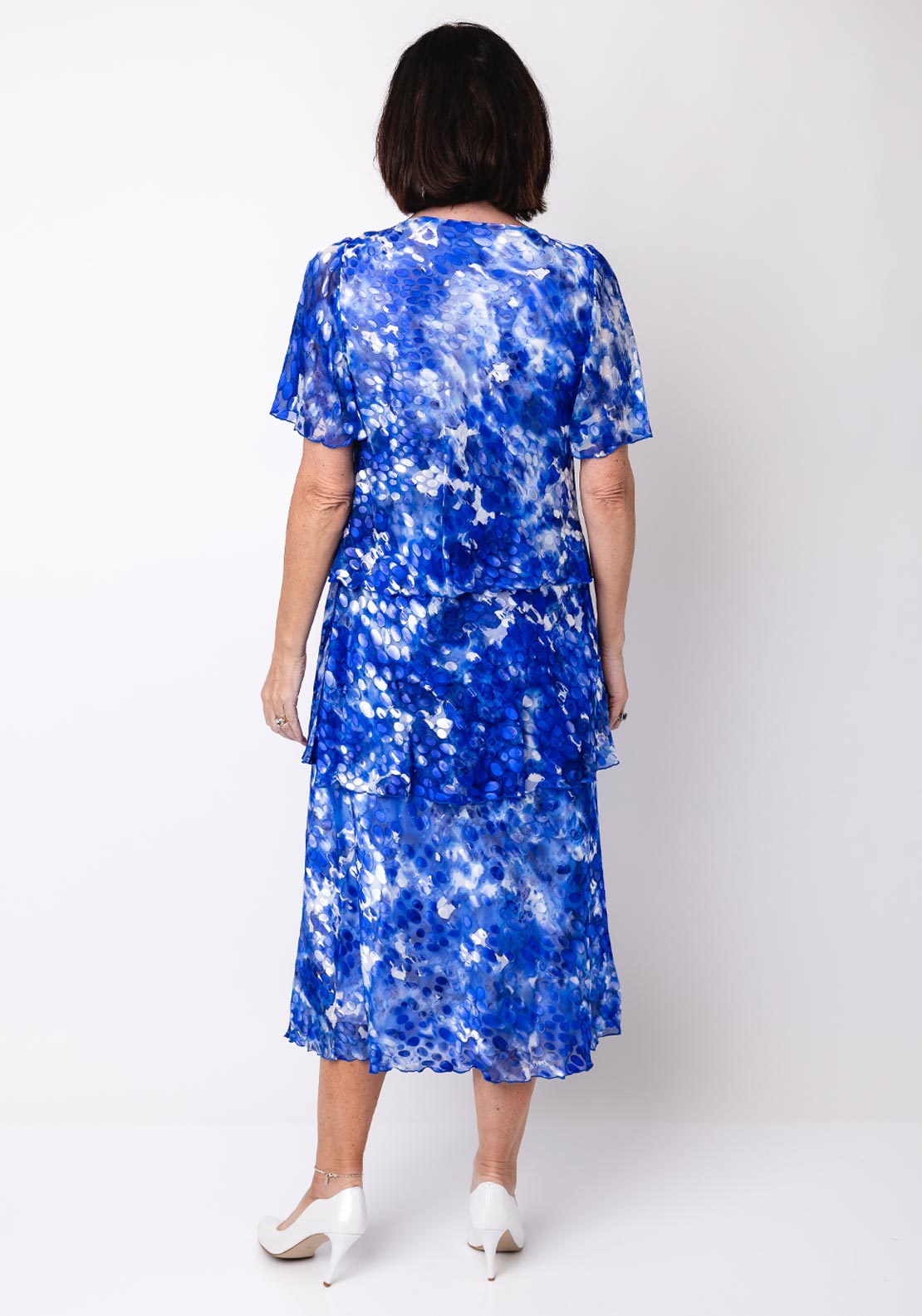 Allison Silk Frill Layered Dress, Blue