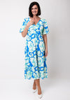 Allison Rose Print A-Line Dress, Blue and Green