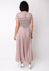 Allison Lace Overlay Pleated Long Dress, Mauve Pink