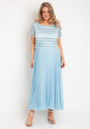 Allison Zig Zag Lace Overlay Pleated Maxi Dress, Sky Blue