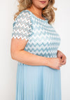 Allison Zig Zag Lace Overlay Pleated Maxi Dress, Sky Blue
