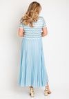 Allison Zig Zag Lace Overlay Pleated Maxi Dress, Sky Blue