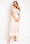Allison Zig Zag Lace Overlay Pleated Maxi Dress, Vanilla