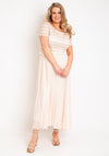 Allison Zig Zag Lace Overlay Pleated Maxi Dress, Vanilla