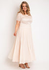 Allison Zig Zag Lace Overlay Pleated Maxi Dress, Vanilla
