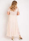 Allison Zig Zag Lace Overlay Pleated Maxi Dress, Vanilla