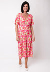 Allison Rose Print A-Line Dress, Green and Pink
