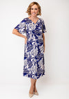 Allison Botanical Print Wrap Effect Dress, Blue