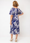 Allison Botanical Print Wrap Effect Dress, Blue