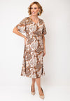 Allison Botanical Print Wrap Effect Dress, Brown