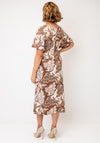 Allison Botanical Print Wrap Effect Dress, Brown