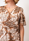 Allison Botanical Print Wrap Effect Dress, Brown