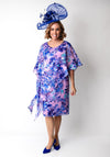 Allison Floral Print Draped Dress, Purple