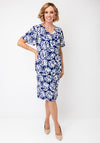 Allison Floral Wrap Ruched Midi Dress, Navy