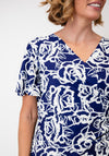 Allison Floral Wrap Ruched Midi Dress, Navy
