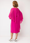 Allison Chiffon Cape Pencil Midi Dress, Fuchsia Pink