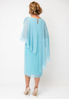 Allison Chiffon Cape Pencil Midi Dress, Blue