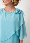 Allison Chiffon Cape Pencil Midi Dress, Blue