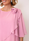 Allison Chiffon Cape Pencil Midi Dress, Pink
