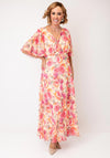 Allison Floral Print Chiffon Dress, Pink Multi