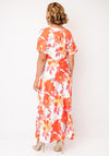 Allison Floral Satin Feel A-line Dress, Orange Multi