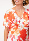 Allison Floral Satin Feel A-line Dress, Orange Multi