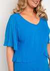 Allison Chiffon Tiered Frill Midi Dress, Turquoise