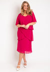 Allison Chiffon Tiered Frill Midi Dress, Fuchsia