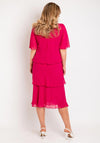 Allison Chiffon Tiered Frill Midi Dress, Fuchsia