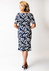 Allison Floral Wrap Style Pencil Dress, Navy
