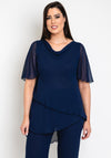 Allison Chiffon Layered Top & Skirt Two Piece, Navy