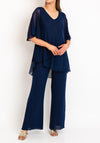 Allison Layered Top & Trousers Two Piece, Navy