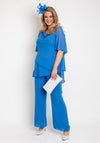 Allison Chiffon Layered Top & Trousers Two Piece, Chambray Blue