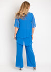 Allison Chiffon Layered Top & Trousers Two Piece, Chambray Blue