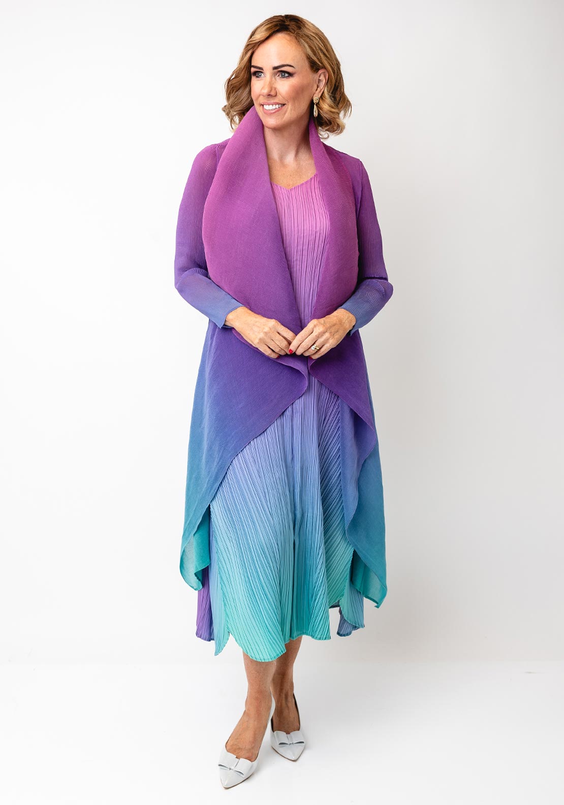 Alquema One Size Ombre Chiffon Dress & Jacket, Purple Multi - McElhinneys