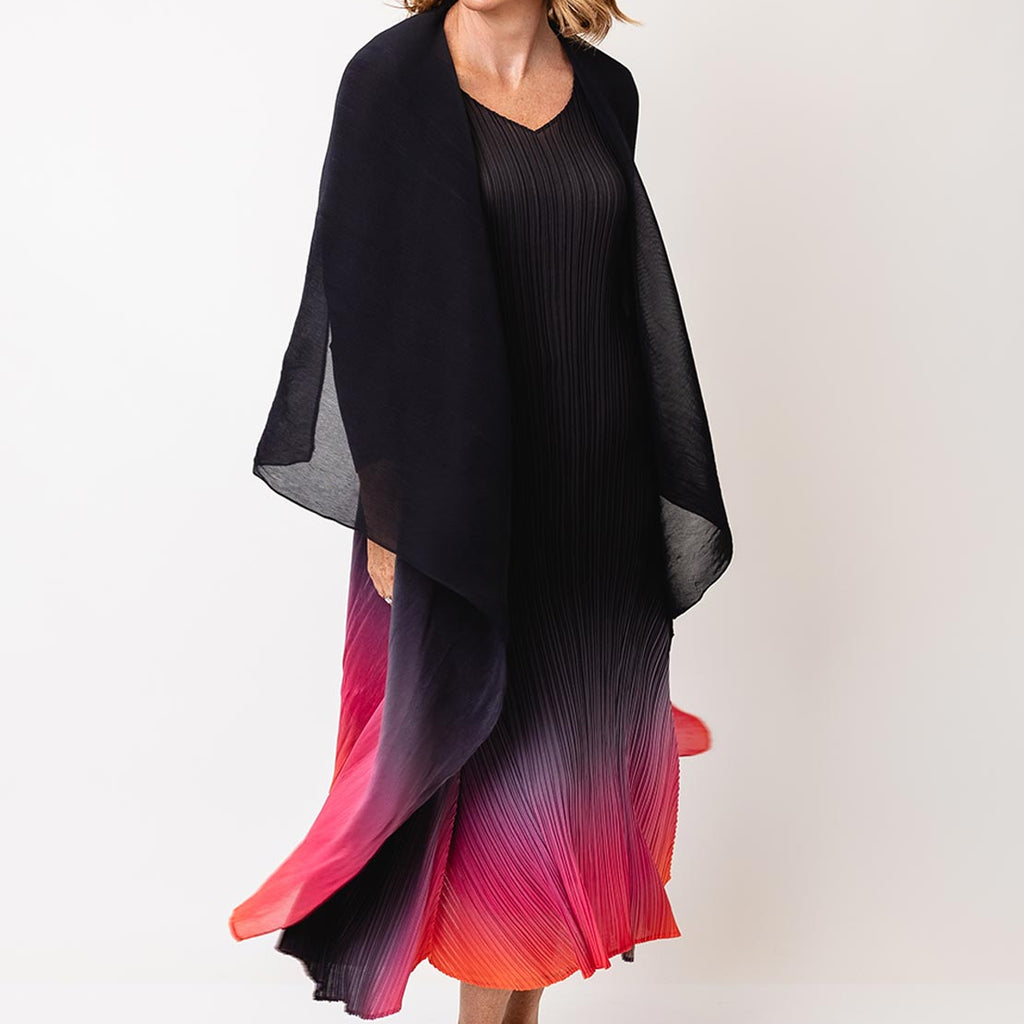 Alquema One Size Ombre Chiffon Dress Jacket, Onyx Black