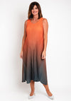 Alquema Long Estrella Dress & Coat Set, Tangerine to Shadow
