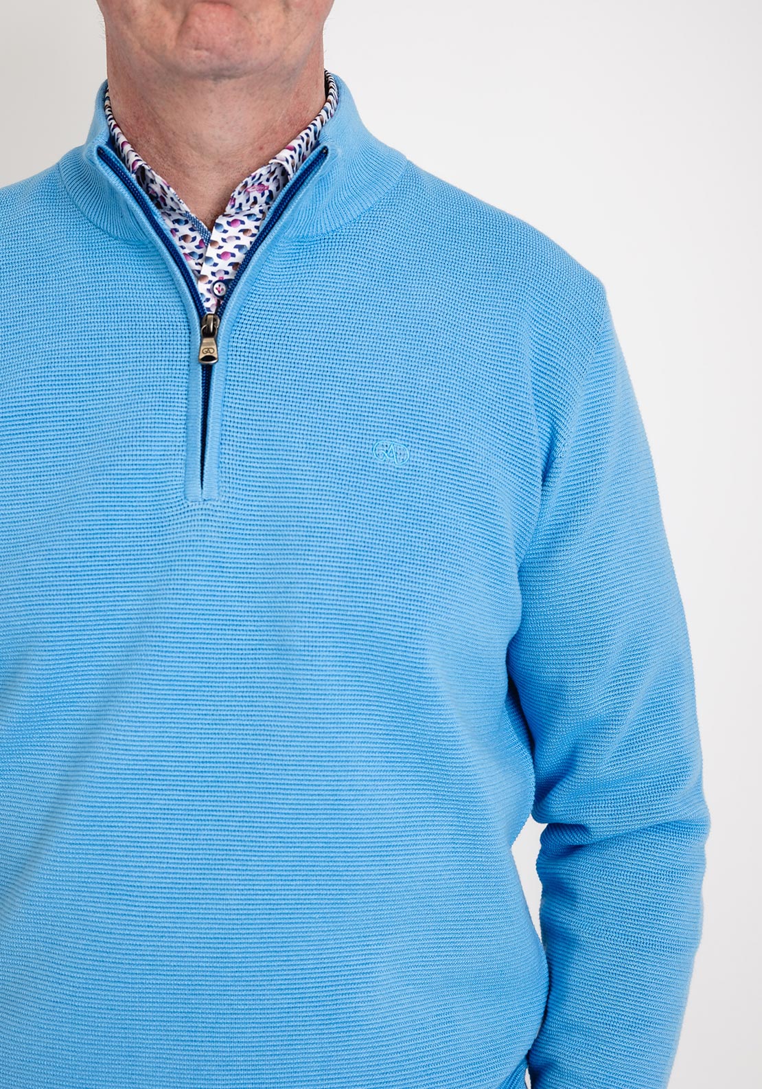 Andre Paris Ribbed Knit Quarter Zip Sweater, Blue