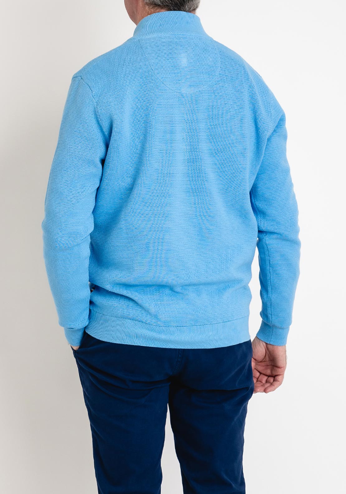 Andre Paris Ribbed Knit Quarter Zip Sweater, Blue