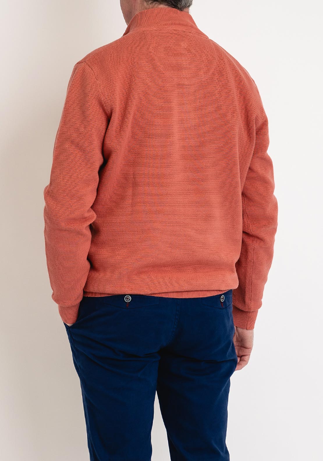 Andre Paris Ribbed Knit Quarter Zip Sweater, Mango