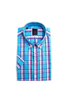 Andre Melvin Check Short Sleeve Shirt, Blue & Pink