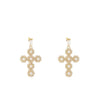 Angela D’Arcy Pearl Cross Earrings, Gold