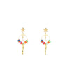 Angela D’Arcy Gold Rainbow Hoop Drop Earrings, Gold