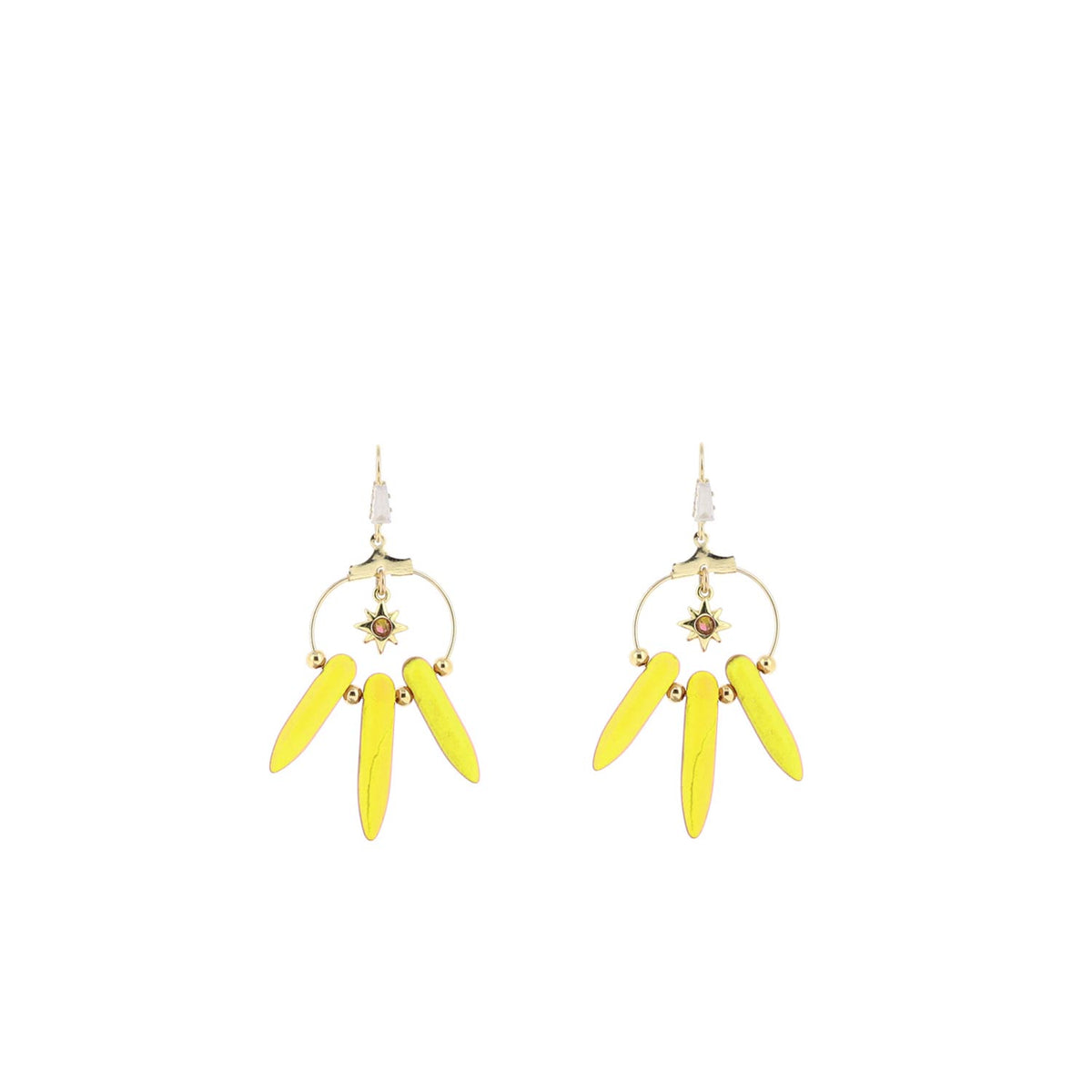 Angela D’Arcy Yellow Spike Hook Earrings, Gold