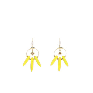 Angela D’Arcy Yellow Spike Hook Earrings, Gold