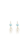 Angela D’Arcy Drop Leaf CZ Earrings, Blue